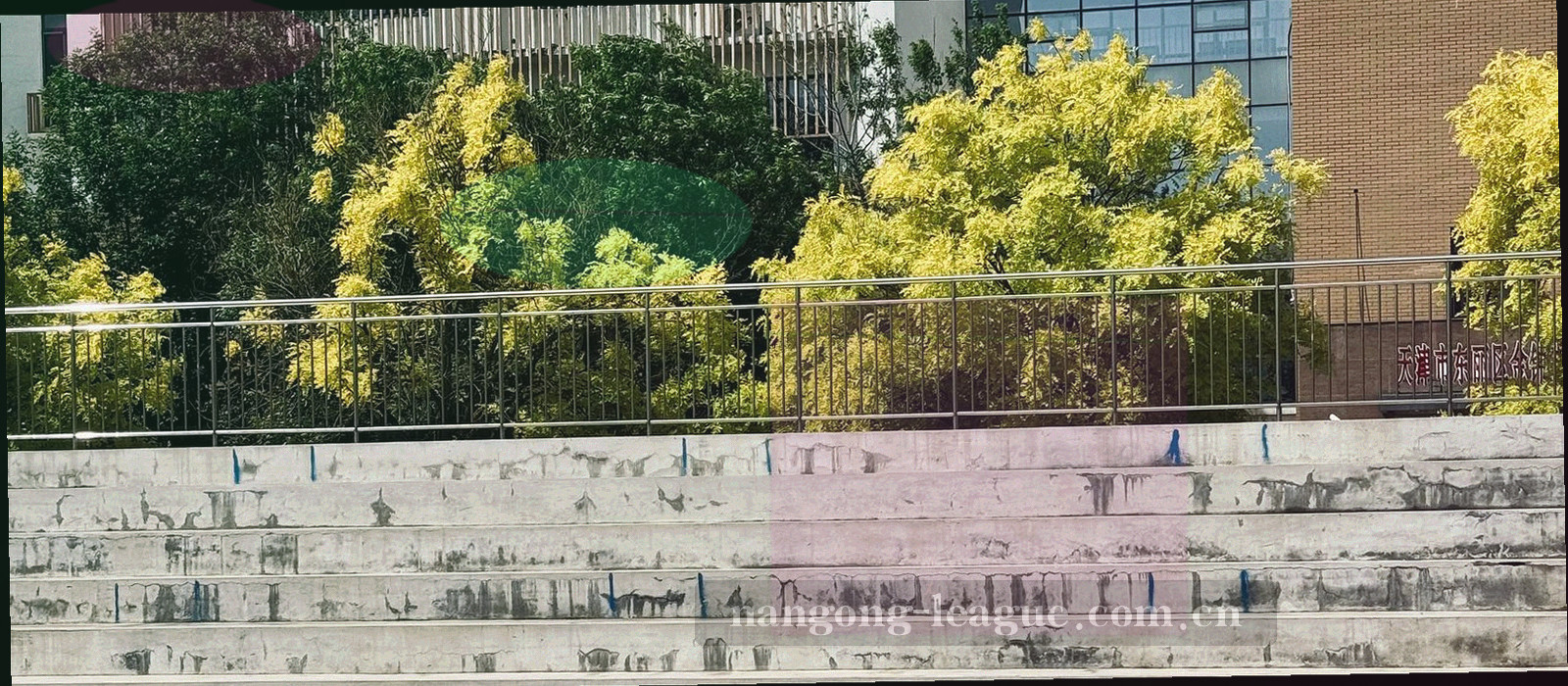 夜间球场看台与灯光的广角画面，冷色调，人群为虚化剪影